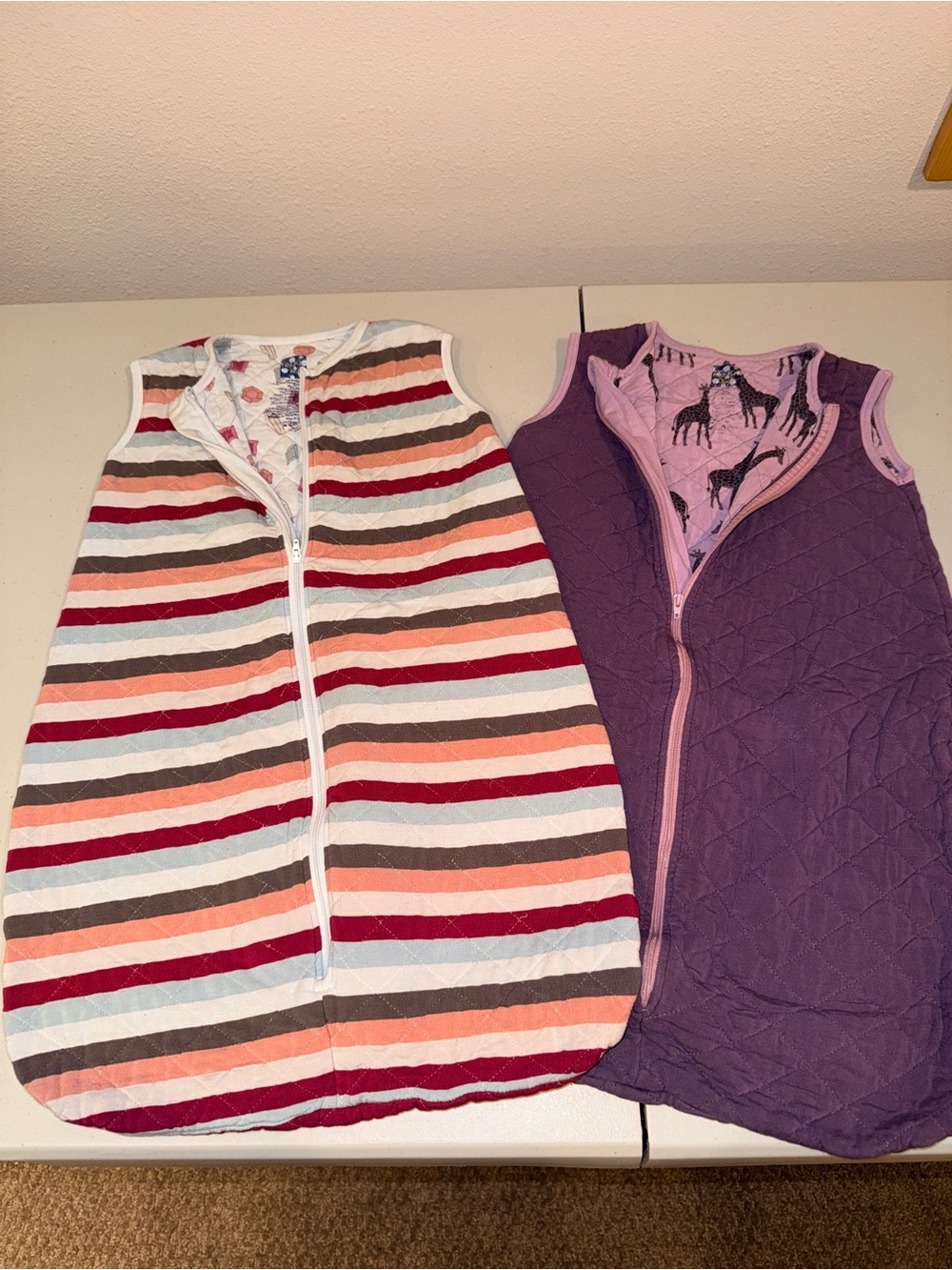 Kids Sleeveless Sleep Sack - Purple and Multi-Stripe
